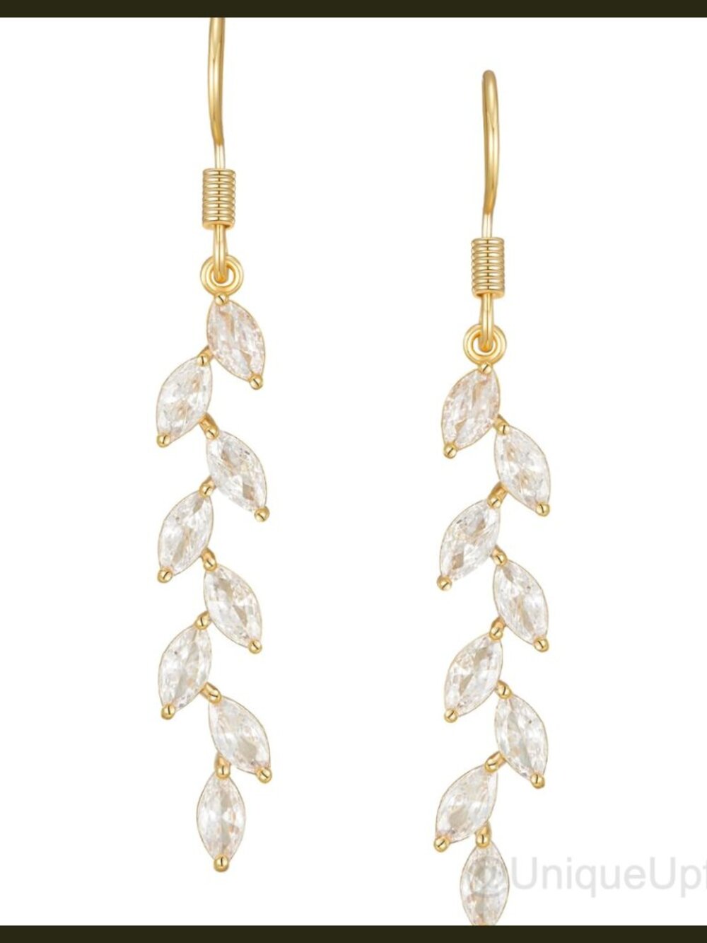 Marquise Cubic Zirconia Bridal Dangle Earrings Silver Plated